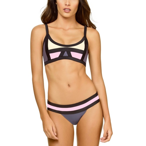 Pilyq NWT Purple Color Block Cheeky Bikini Bottoms - Picture 9 of 9